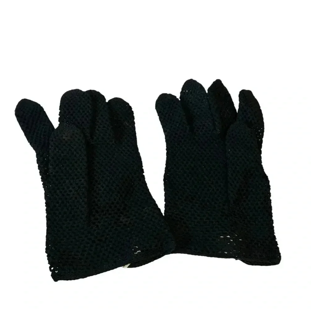 Vintage Italian Crochet Fishnet Gloves by Calvone Elegant Stretch Dress Gloves
